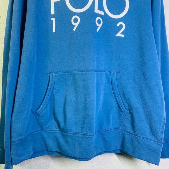 POLO Ralph Lauren Sweatshirt Hoodie 1992 Kangaroo Pocket Banded Cuffs Ribbed Hem - Picture 5 of 12